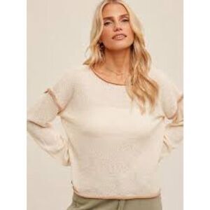 Hem & Thread Cream Exposed Seam Crewneck Sweater